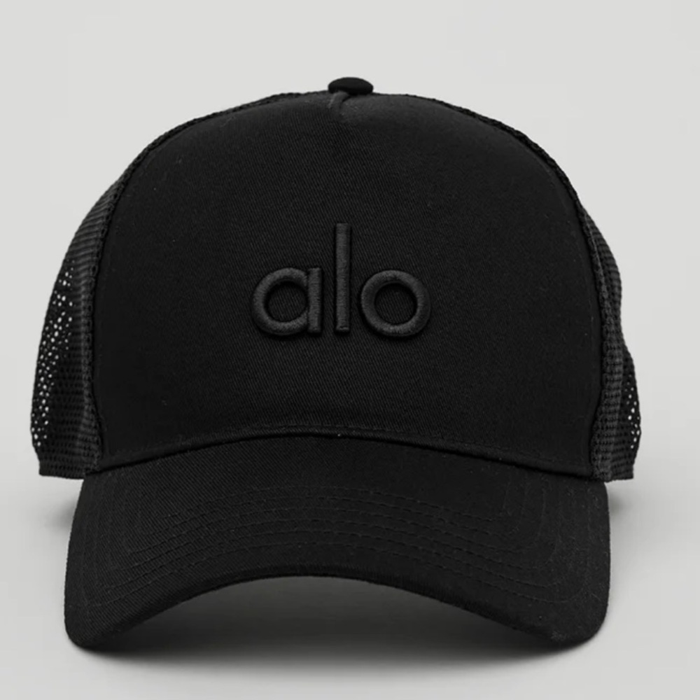 Black alo trucker hat